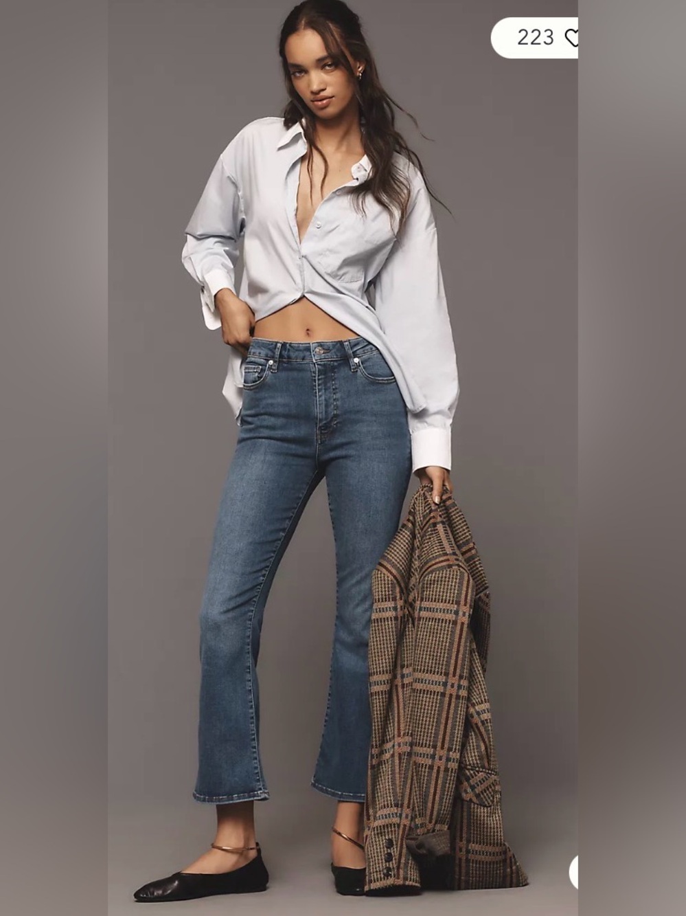 FRAME Le Crop Mini Boot Cut Jeans Medium Wash Mid Rise Stretch Denim Size 26